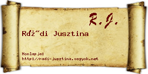 Rádi Jusztina névjegykártya