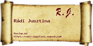 Rádi Jusztina névjegykártya